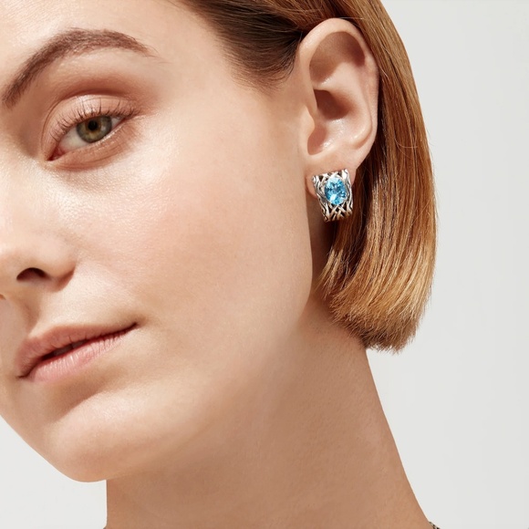 EFFY Lagoon Sterling Silver & Blue Topaz Necklace and Earrings Set - Picture 7 of 17